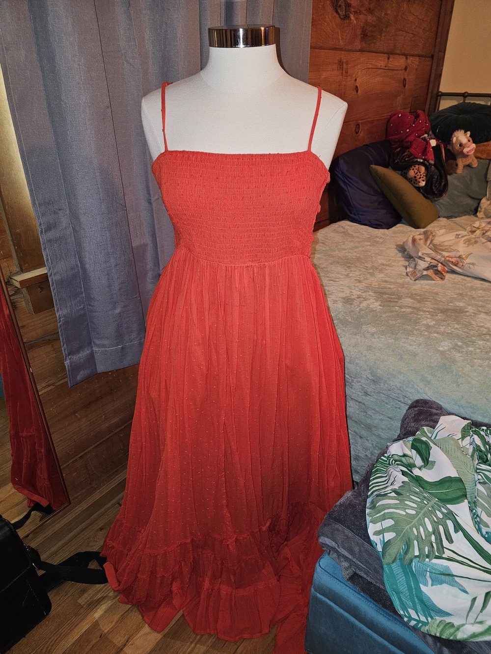Lulu's Red Smocked Maxi Dress with Ruffle Hem
